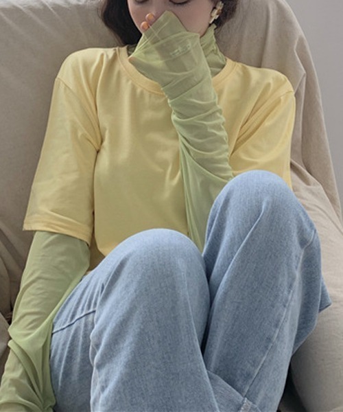 HALEY PESCA（ヘーリーペスカ）の「HALEY PESCA/シースルーハイネックインナーカットソー ブラウス（シャツ/ブラウス・レディース・ホワイト/ブラック/パープル/ピンク/イエロー/グリーン/ブルー・FREE）」の22枚目の写真