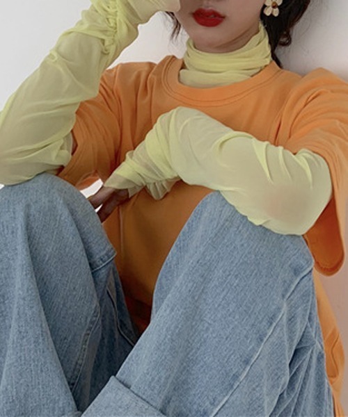 HALEY PESCA（ヘーリーペスカ）の「HALEY PESCA/シースルーハイネックインナーカットソー ブラウス（シャツ/ブラウス・レディース・ホワイト/ブラック/パープル/ピンク/イエロー/グリーン/ブルー・FREE）」の15枚目の写真