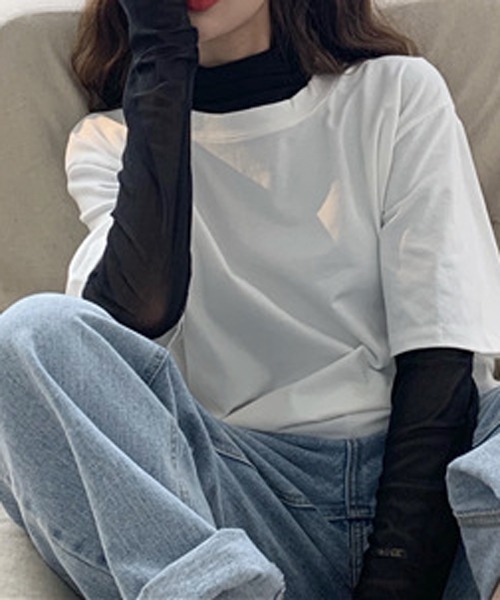 HALEY PESCA（ヘーリーペスカ）の「HALEY PESCA/シースルーハイネックインナーカットソー ブラウス（シャツ/ブラウス・レディース・ホワイト/ブラック/パープル/ピンク/イエロー/グリーン/ブルー・FREE）」の9枚目の写真