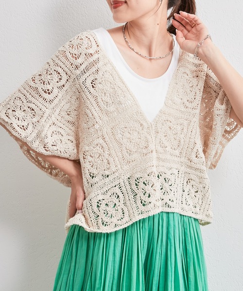 CIAOPANIC TYPY(チャオパニックティピー)の「【ZOZOTOWN限定】レース編みショートベスト(ベスト・レディース・アイボリー/ブラック/ブルー/ピンク・ONE SIZE)」の6枚目の写真
