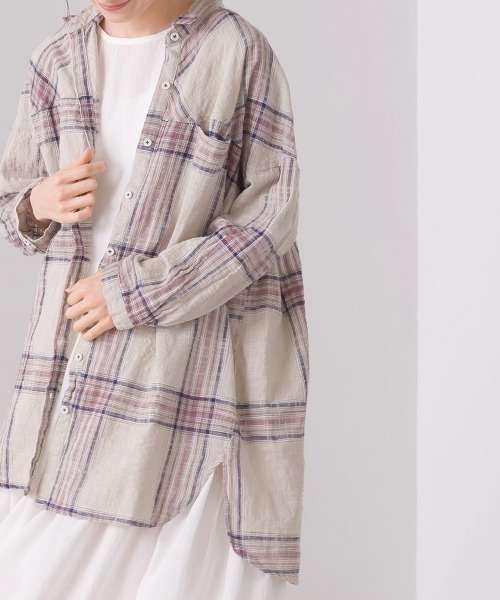 OMNES(オムネス)の「スラブコットンチェックオーバーシャツ(シャツ/ブラウス・レディース・ブラック/ネイビー/イエロー・FREE)」の10枚目の写真