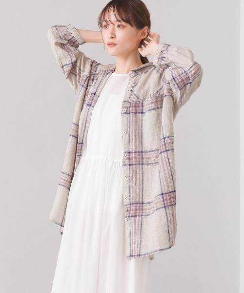 OMNES(オムネス)の「スラブコットンチェックオーバーシャツ(シャツ/ブラウス・レディース・ブラック/ネイビー/イエロー・FREE)」の13枚目の写真