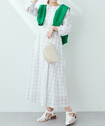 natural couture | WEB限定/ディテールが目を惹く シアーチェック袖コンワンピース(ワンピース)