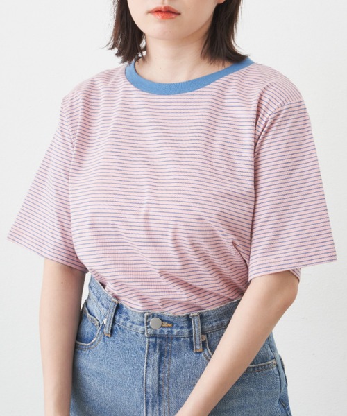 MERLOT(メルロー)の「【夏のスタイリングに欠かせない】ベーシックボーダーT(Tシャツ/カットソー・レディース・ブラック/イエロー/ブルー・FREE)」の22枚目の写真