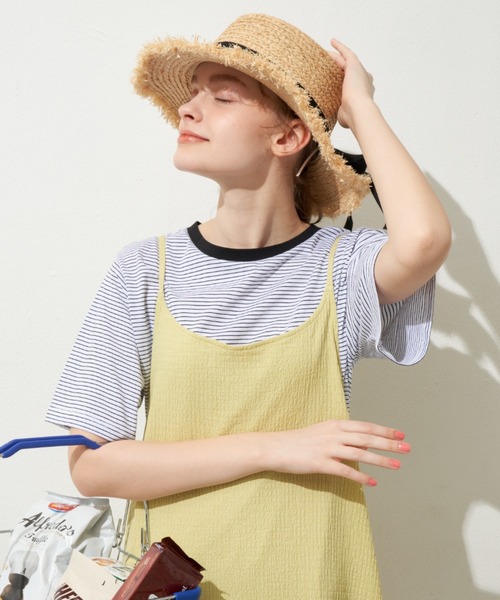 MERLOT(メルロー)の「【夏のスタイリングに欠かせない】ベーシックボーダーT(Tシャツ/カットソー・レディース・ブラック/イエロー/ブルー・FREE)」の12枚目の写真