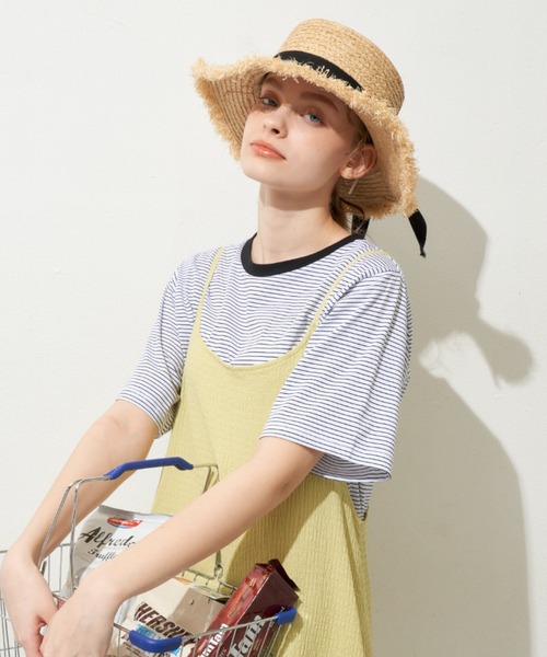 MERLOT(メルロー)の「【夏のスタイリングに欠かせない】ベーシックボーダーT(Tシャツ/カットソー・レディース・ブラック/イエロー/ブルー・FREE)」の14枚目の写真