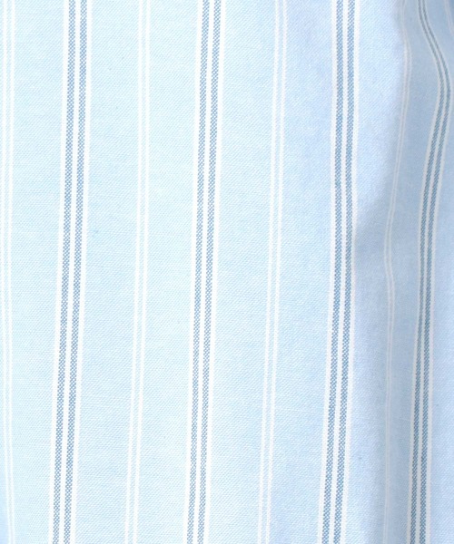 Salong hameu（サロン ハミュー）の「ワンポイントロゴ刺繍 ストライプシャツ メンズ レディース/半袖ボタンダウンシャツ（シャツ/ブラウス・メンズ・サックスブルー/ピンク/イエロー/ライトグリーン/マルチ・M/L）」の11枚目の写真