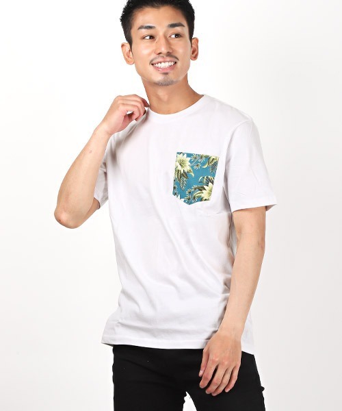 LUXSTYLE(ラグスタイル)の「ボタニカル柄ポケットプリント半袖Tシャツ(Tシャツ/カットソー・メンズ・ホワイト/ネイビー/チャコール・M/L/XL)」の1枚目の写真