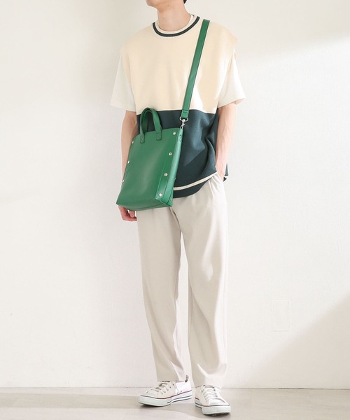 SENSE OF PLACE by URBAN RESEARCH（センスオブプレイスバイアーバンリサーチ）の「リベットデザインショルダートートバッグ（トートバッグ・メンズ・ブラック/グリーン・ONE）」の5枚目の写真