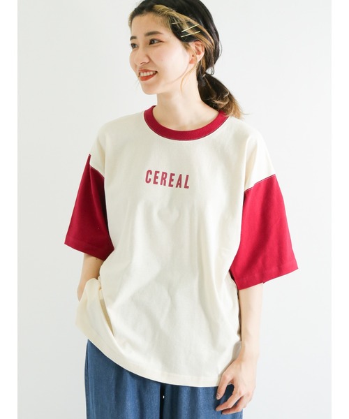 Samansa Mos2（サマンサ モスモス）の「配色ロゴTシャツ（ニット/セーター・レディース・オレンジ/ピンク/グレー/ブラック・ﾌﾘ-）」の3枚目の写真