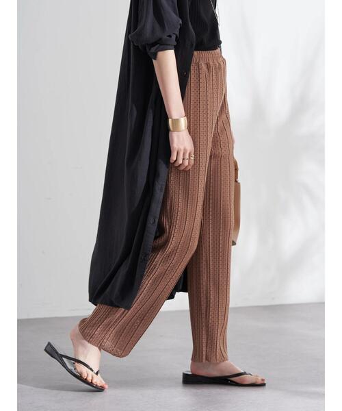 earth music&ecology（アースミュージックアンドエコロジー）の「レースプリーツパンツ（その他パンツ・レディース・ブラック/アイボリー/ライトブラウン・FREE）」の5枚目の写真