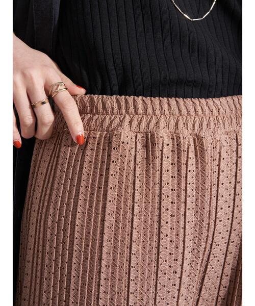 earth music&ecology（アースミュージックアンドエコロジー）の「レースプリーツパンツ（その他パンツ・レディース・ブラック/アイボリー/ライトブラウン・FREE）」の6枚目の写真