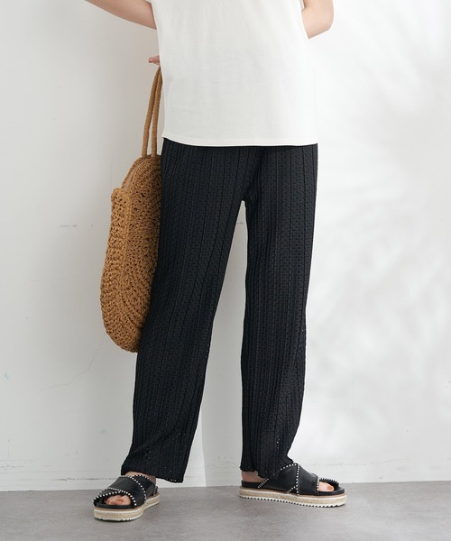 earth music&ecology（アースミュージックアンドエコロジー）の「レースプリーツパンツ（その他パンツ・レディース・ブラック/アイボリー/ライトブラウン・FREE）」の2枚目の写真