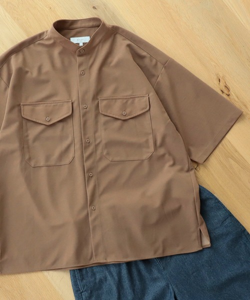 B:MING by BEAMS(ビーミングバイビームス)の「B:MING by BEAMS / 梨地 バンドカラー CPOシャツ(シャツ/ブラウス・メンズ・ブラック/ブラウン系その他4/ブルー系その他4・SMALL/MEDIUM/X-LARGE/LARGE)」の2枚目の写真