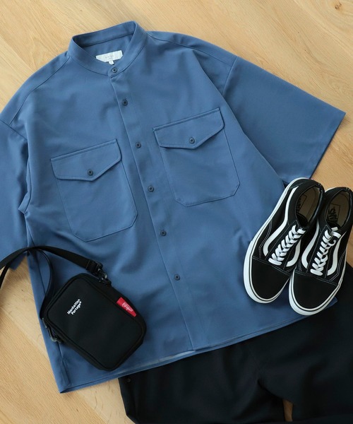 B:MING by BEAMS(ビーミングバイビームス)の「B:MING by BEAMS / 梨地 バンドカラー CPOシャツ(シャツ/ブラウス・メンズ・ブラック/ブラウン系その他4/ブルー系その他4・SMALL/MEDIUM/X-LARGE/LARGE)」の3枚目の写真