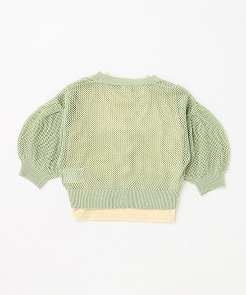 petit main(プティマイン)の「【リンク】メッシュカーデ+タンクセット(キッズ)(カーディガン/ボレロ・キッズ・ピンク/アイボリー/イエロー×グリーン・S/M/L)」の5枚目の写真