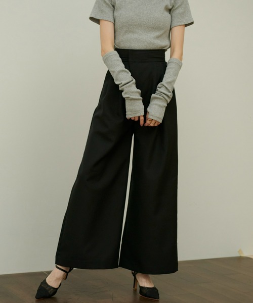 VIOLETTA（ヴィオレッタ）の「ハイウエストワイドパンツ（その他パンツ・レディース・ブラック/ベージュ・M/S）」の2枚目の写真