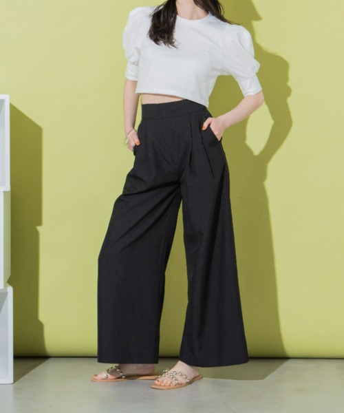 VIOLETTA（ヴィオレッタ）の「ハイウエストワイドパンツ（その他パンツ・レディース・ブラック/ベージュ・M/S）」の18枚目の写真