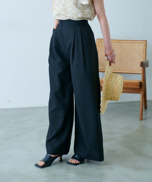 VIOLETTA（ヴィオレッタ）の「ハイウエストワイドパンツ（その他パンツ・レディース・ブラック/ベージュ・M/S）」の4枚目の写真