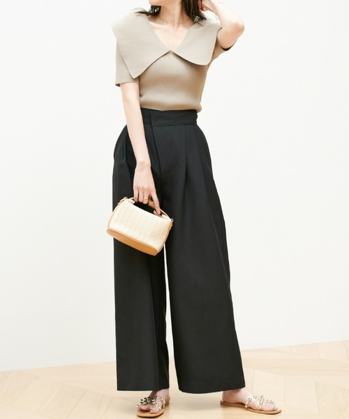 VIOLETTA（ヴィオレッタ）の「ハイウエストワイドパンツ（その他パンツ・レディース・ブラック/ベージュ・M/S）」の21枚目の写真