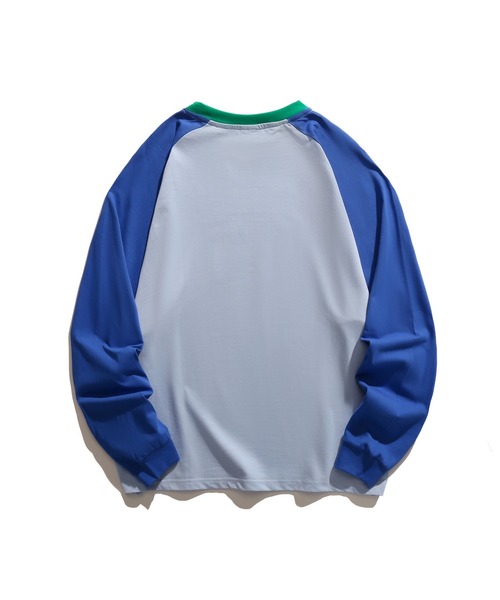 HOOK(フック)の「HOOK -original- アメカジヴィンテージ風袖配色切り替えロゴプリントリンガーロングTEE(Tシャツ/カットソー・メンズ・ホワイト/ライトグレー/ブルー・M/L/XL)」の5枚目の写真