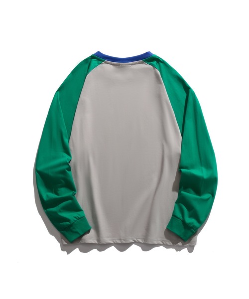 HOOK(フック)の「HOOK -original- アメカジヴィンテージ風袖配色切り替えロゴプリントリンガーロングTEE(Tシャツ/カットソー・メンズ・ホワイト/ライトグレー/ブルー・M/L/XL)」の9枚目の写真