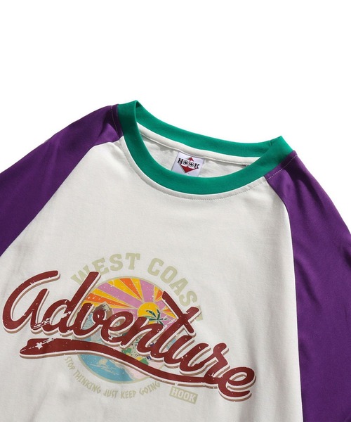 HOOK(フック)の「HOOK -original- アメカジヴィンテージ風袖配色切り替えロゴプリントリンガーロングTEE(Tシャツ/カットソー・メンズ・ホワイト/ライトグレー/ブルー・M/L/XL)」の10枚目の写真