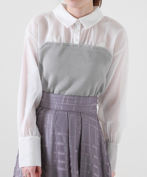 Cheek(チーク)の「ニットビスチェ切替ブラウス(シャツ/ブラウス・レディース・ブラック/グレー/ブラウン・MEDIUM)」の3枚目の写真