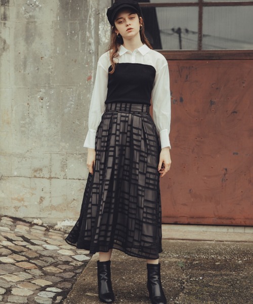 Cheek(チーク)の「ニットビスチェ切替ブラウス(シャツ/ブラウス・レディース・ブラック/グレー/ブラウン・MEDIUM)」の4枚目の写真