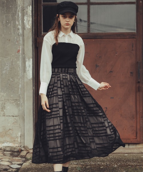 Cheek(チーク)の「ニットビスチェ切替ブラウス(シャツ/ブラウス・レディース・ブラック/グレー/ブラウン・MEDIUM)」の5枚目の写真