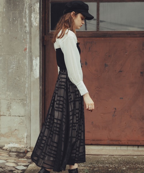 Cheek(チーク)の「ニットビスチェ切替ブラウス(シャツ/ブラウス・レディース・ブラック/グレー/ブラウン・MEDIUM)」の6枚目の写真