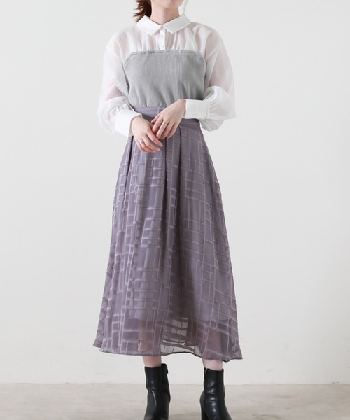 Cheek(チーク)の「ニットビスチェ切替ブラウス(シャツ/ブラウス・レディース・ブラック/グレー/ブラウン・MEDIUM)」の11枚目の写真