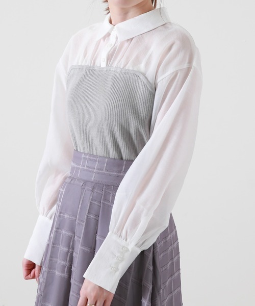 Cheek(チーク)の「ニットビスチェ切替ブラウス(シャツ/ブラウス・レディース・ブラック/グレー/ブラウン・MEDIUM)」の15枚目の写真