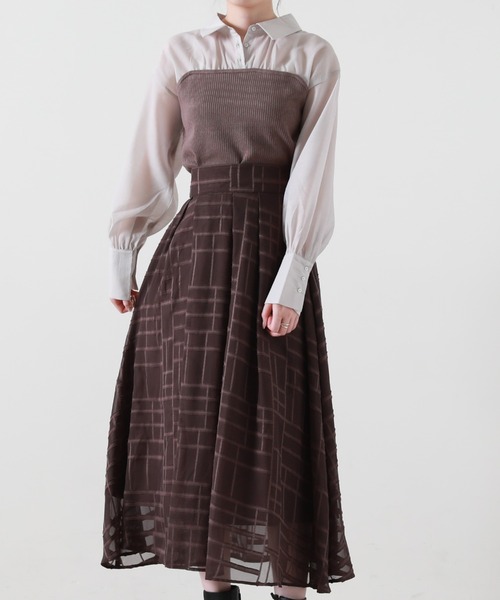 Cheek(チーク)の「ニットビスチェ切替ブラウス(シャツ/ブラウス・レディース・ブラック/グレー/ブラウン・MEDIUM)」の19枚目の写真