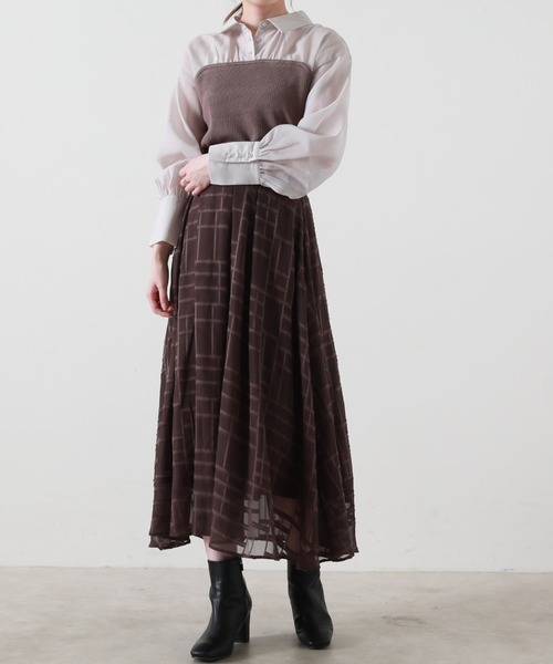 Cheek(チーク)の「ニットビスチェ切替ブラウス(シャツ/ブラウス・レディース・ブラック/グレー/ブラウン・MEDIUM)」の21枚目の写真