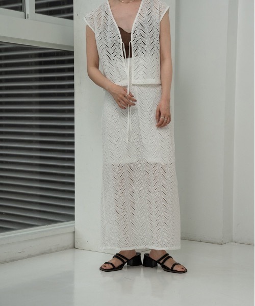 lawgy(ラウジー)の「cut work lace skirt(スカート・レディース・ホワイト/ブラック・FREE)」の15枚目の写真