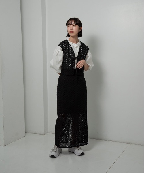 lawgy(ラウジー)の「cut work lace skirt(スカート・レディース・ホワイト/ブラック・FREE)」の17枚目の写真