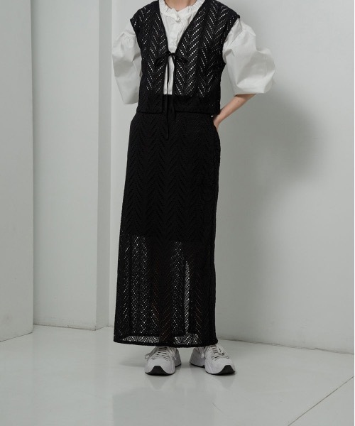 lawgy(ラウジー)の「cut work lace skirt(スカート・レディース・ホワイト/ブラック・FREE)」の9枚目の写真