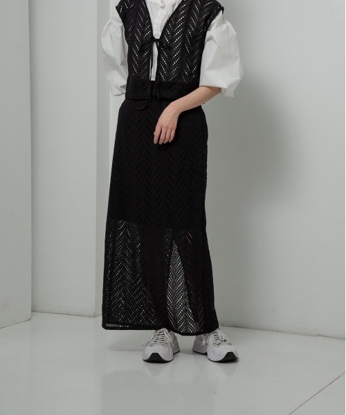 lawgy(ラウジー)の「cut work lace skirt(スカート・レディース・ホワイト/ブラック・FREE)」の7枚目の写真