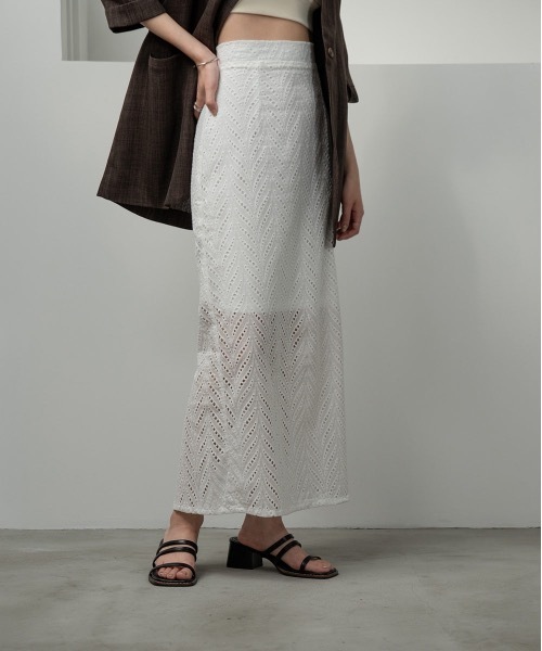 lawgy(ラウジー)の「cut work lace skirt(スカート・レディース・ホワイト/ブラック・FREE)」の20枚目の写真