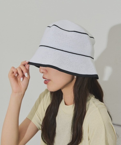 Solace（ソレイス）の「ラインペーパーバケットハット（ハット・レディース・ホワイト/ブラック・FREE）」の10枚目の写真