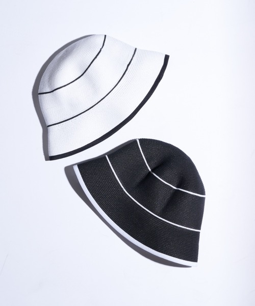 Solace（ソレイス）の「ラインペーパーバケットハット（ハット・レディース・ホワイト/ブラック・FREE）」の6枚目の写真