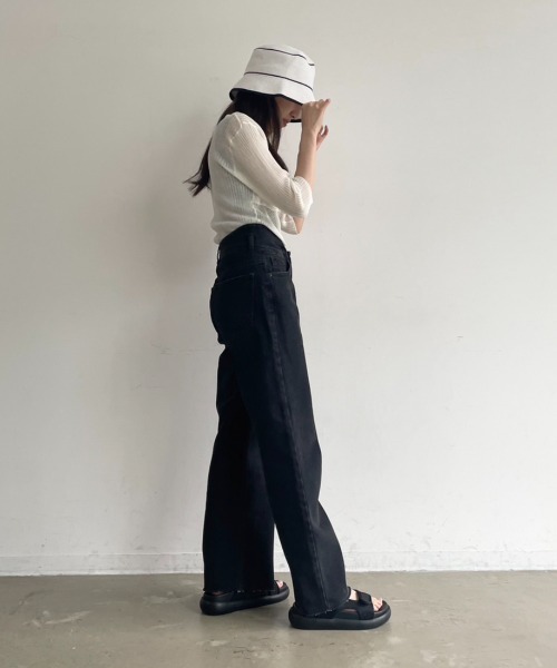 Solace（ソレイス）の「ラインペーパーバケットハット（ハット・レディース・ホワイト/ブラック・FREE）」の7枚目の写真