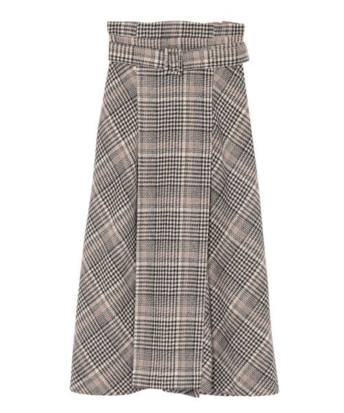 LAGUNAMOON(ラグナムーン)の「チェックベルトフレアースカート(スカート・レディース・ブラック/カーキ・SMALL/MEDIUM)」の2枚目の写真