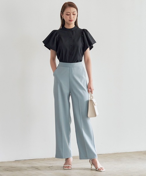 KOBE LETTUCE（コウベレタス）の「フリルスリーブバンドカラーシャツ[C6372]（シャツ/ブラウス・レディース・イエロー/ピンク/ブラック/ホワイト・FREE）」の9枚目の写真