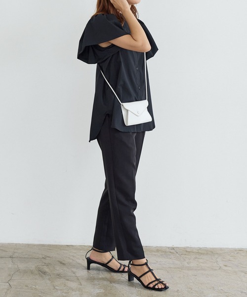 KOBE LETTUCE（コウベレタス）の「フリルスリーブバンドカラーシャツ[C6372]（シャツ/ブラウス・レディース・イエロー/ピンク/ブラック/ホワイト・FREE）」の10枚目の写真