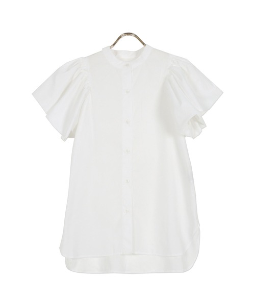 KOBE LETTUCE（コウベレタス）の「フリルスリーブバンドカラーシャツ[C6372]（シャツ/ブラウス・レディース・イエロー/ピンク/ブラック/ホワイト・FREE）」の11枚目の写真