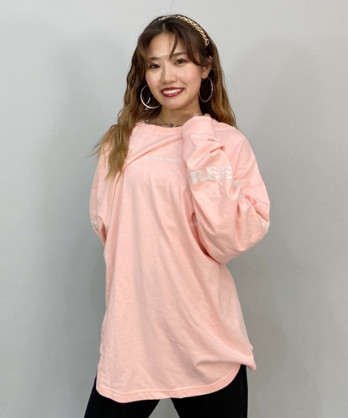 BILLABONG(ビラボン)の「BILLABONG/ビラボン ビッグシルエット/オーバーサイズ/無地ロンT/スリーブプリントロングスリーブTEE BC014-054(Tシャツ/カットソー・レディース・ピンク/ブラック/ホワイト・M/L)」の3枚目の写真