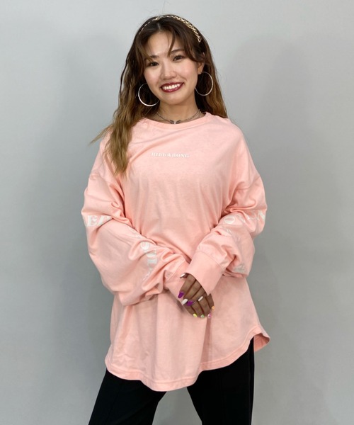 BILLABONG(ビラボン)の「BILLABONG/ビラボン ビッグシルエット/オーバーサイズ/無地ロンT/スリーブプリントロングスリーブTEE BC014-054(Tシャツ/カットソー・レディース・ピンク/ブラック/ホワイト・M/L)」の12枚目の写真