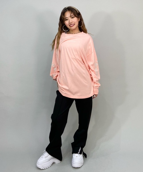 BILLABONG(ビラボン)の「BILLABONG/ビラボン ビッグシルエット/オーバーサイズ/無地ロンT/スリーブプリントロングスリーブTEE BC014-054(Tシャツ/カットソー・レディース・ピンク/ブラック/ホワイト・M/L)」の16枚目の写真